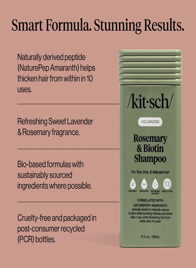 Kitsch Volumizing Rosemary & Biotin Liquid Shampoo for Hair Growth – Shampoo for Men and Women, Boosts Fullness & Shine After 1 Use – Clean Bio-Based Hair Care, Color-Safe, Made in USA – 12 oz - Image 3